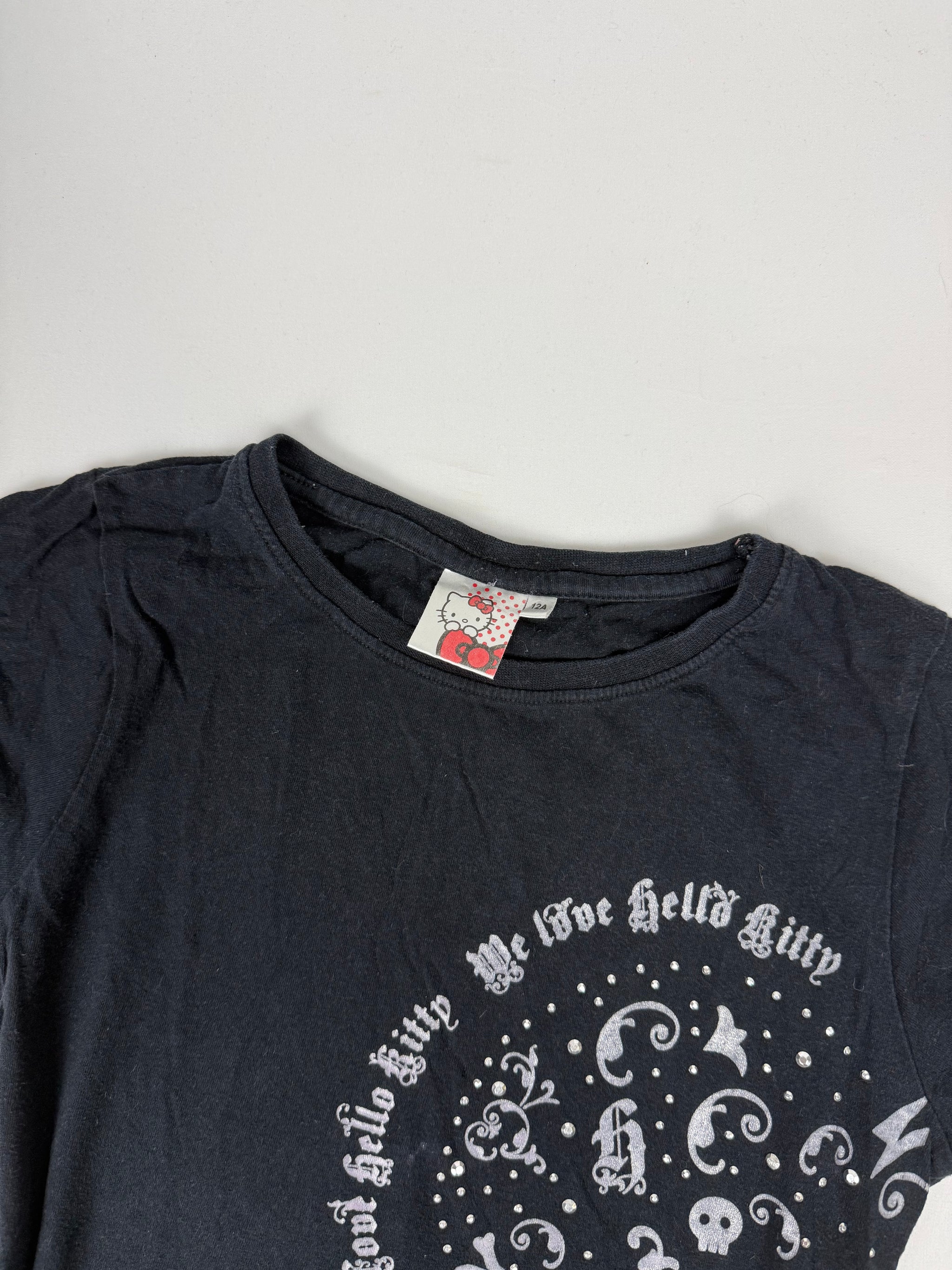 Black graphic cotton tee (XS)