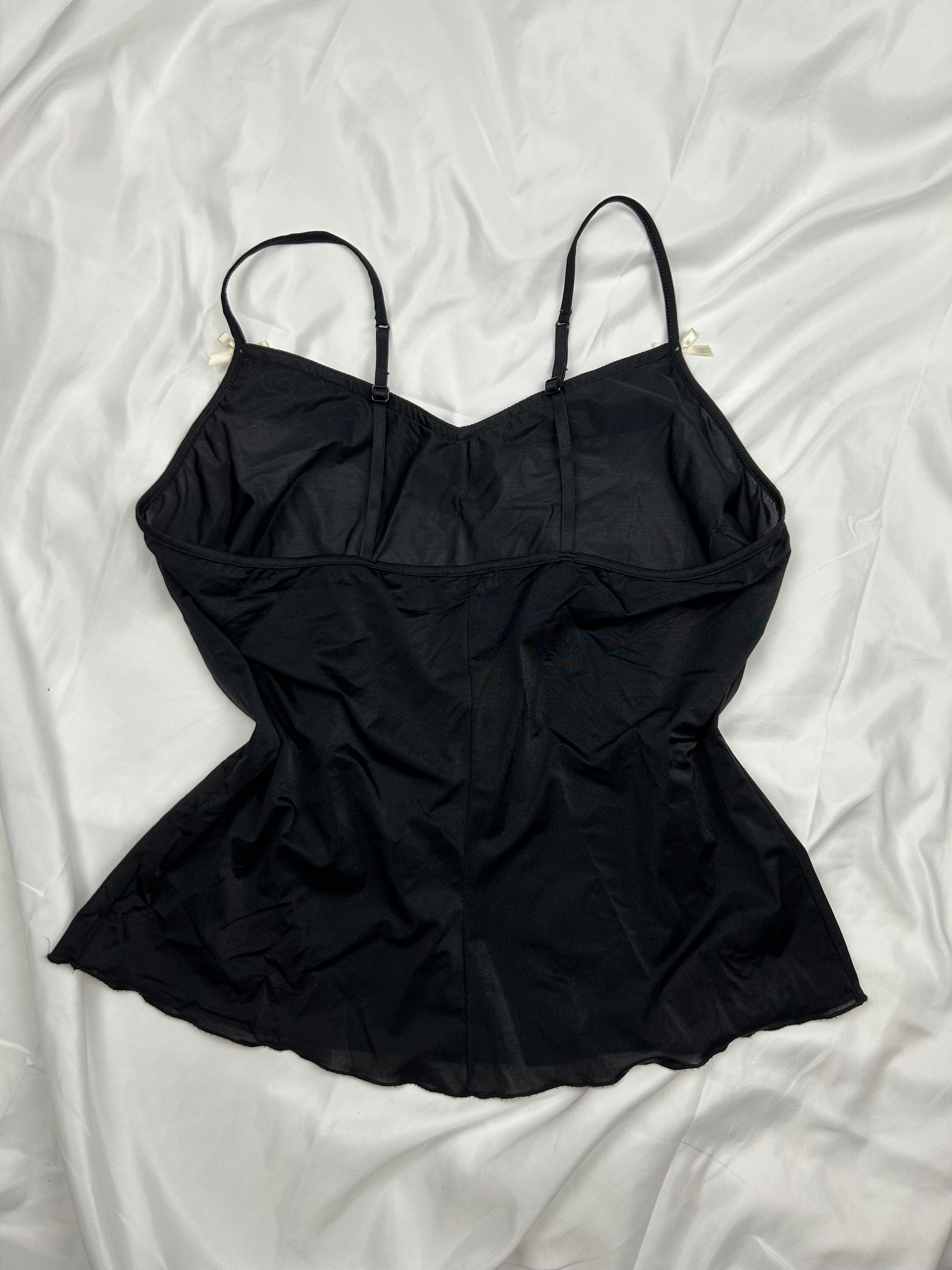 Black silky babydoll cami top (L)