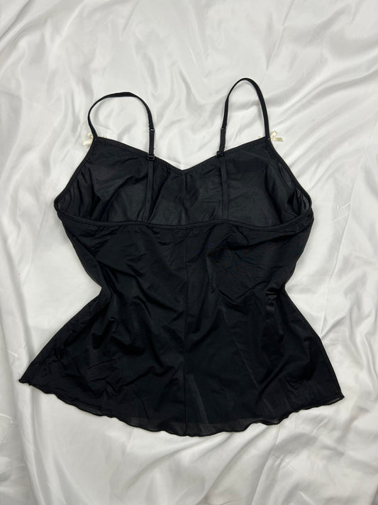 Black silky babydoll cami top (L)