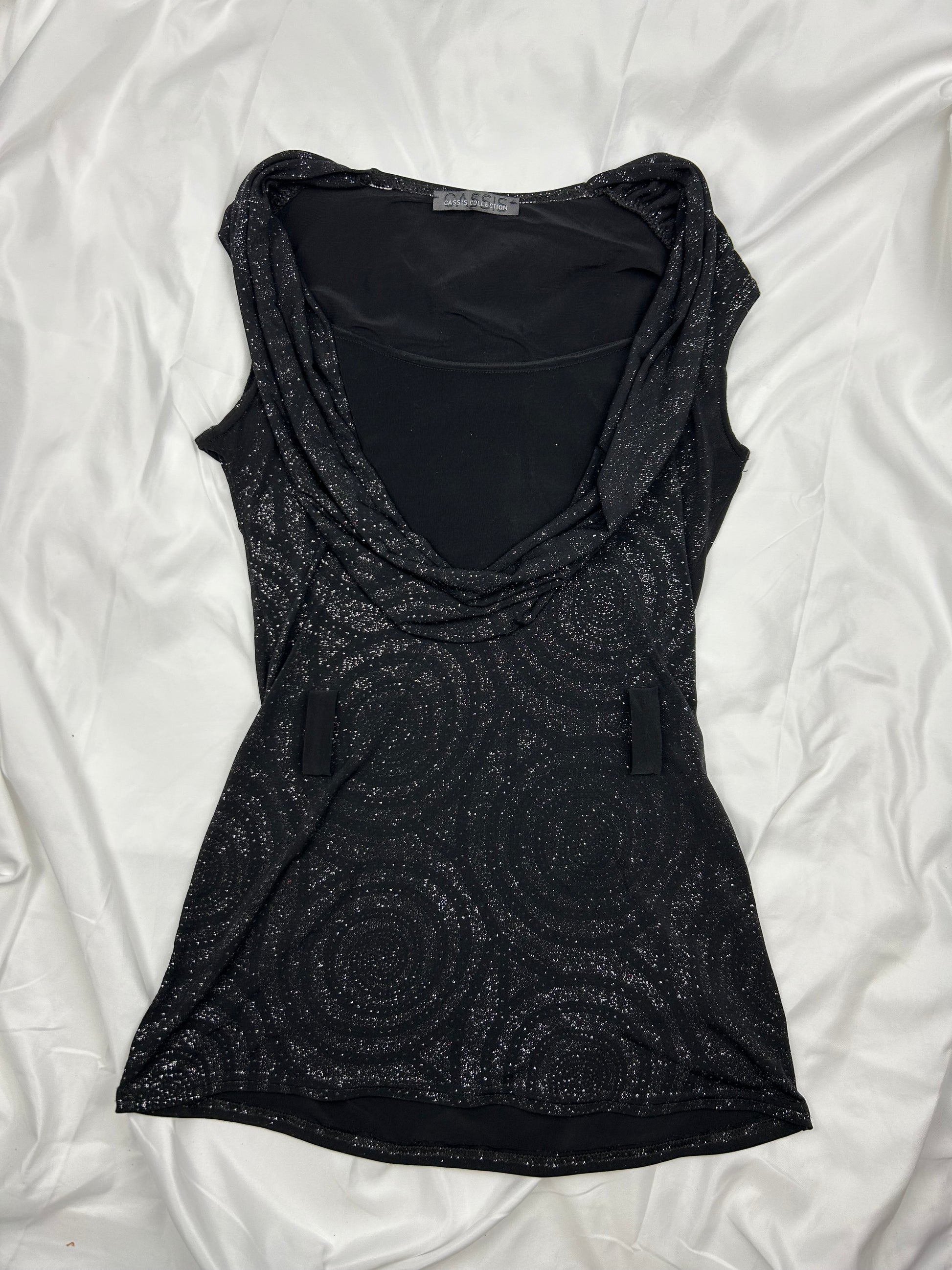 Black glitters tight fit tank top (S)