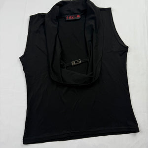 Black G buckle plunge neck top (S/M)