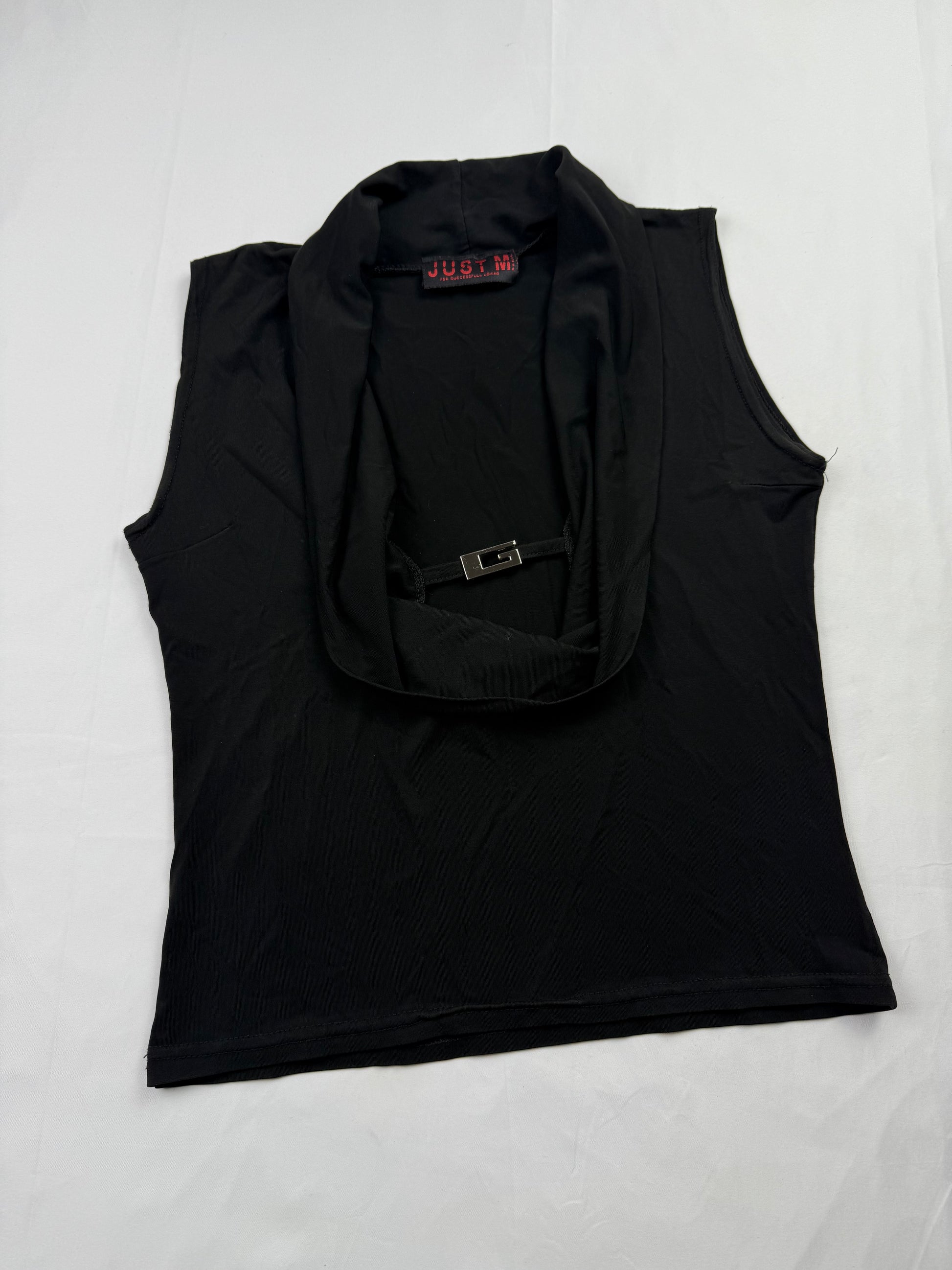 Black G buckle plunge neck top (S/M)