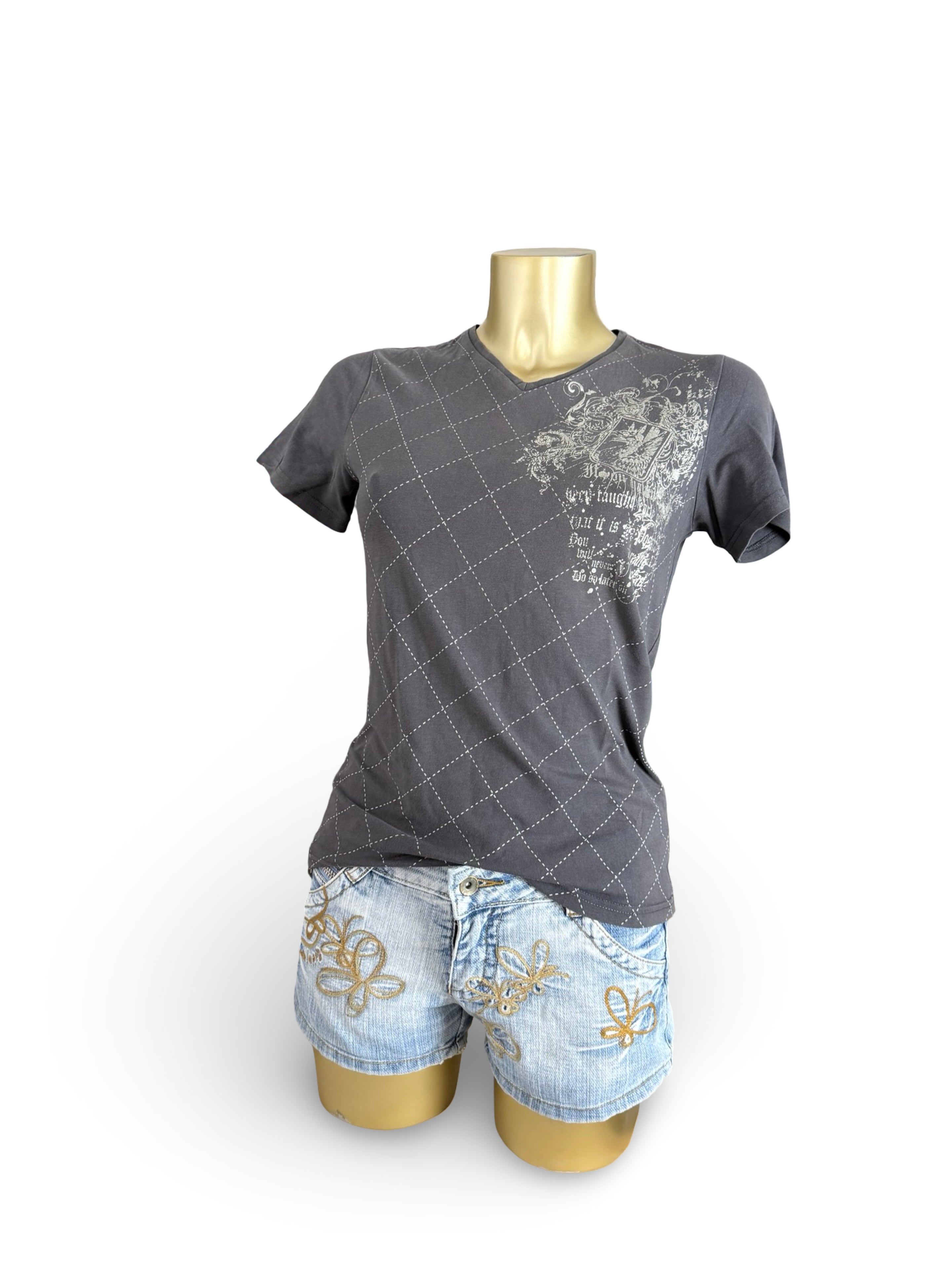 Grey graphic 100% cotton tee (M)
