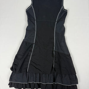 Black lace up pleated mini dress (S)