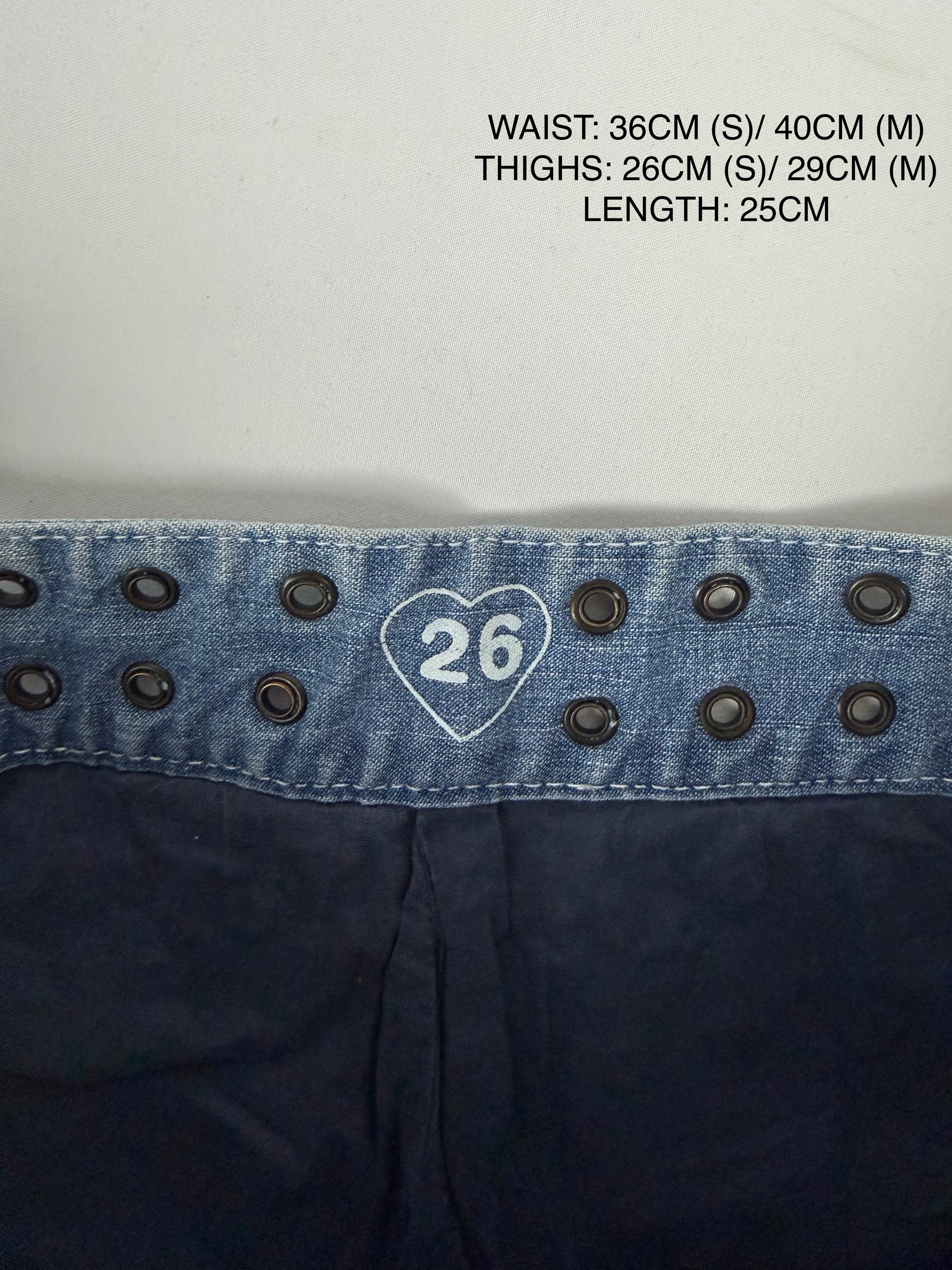 Blue denim low rise mini short