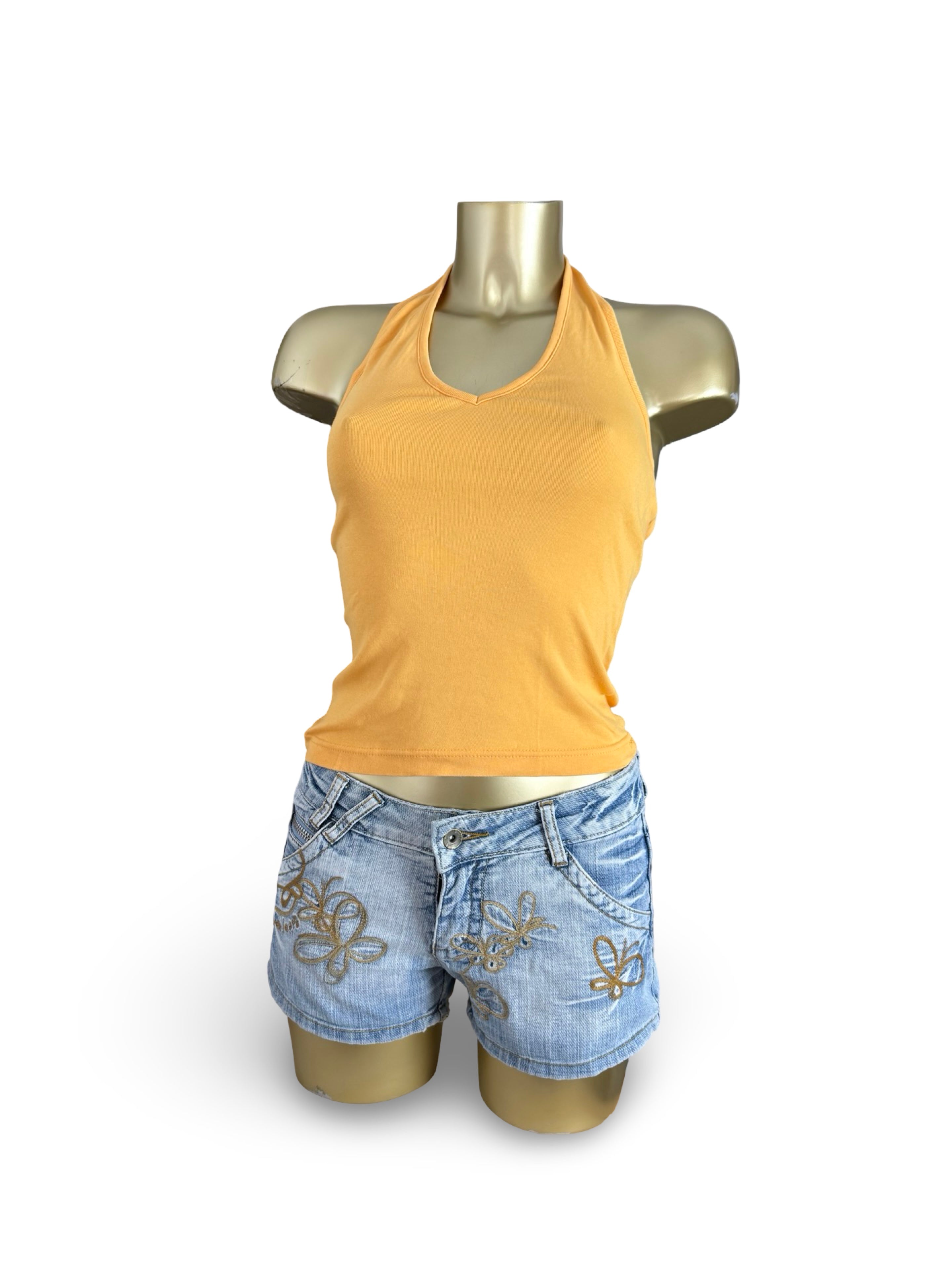 Orange 100% cotton stretchy top (S)