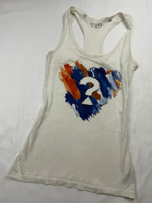 White logo ribbed cotton tank top (XS/S)