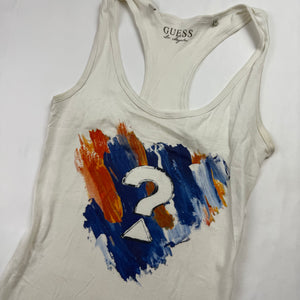 White logo ribbed cotton tank top (XS/S)