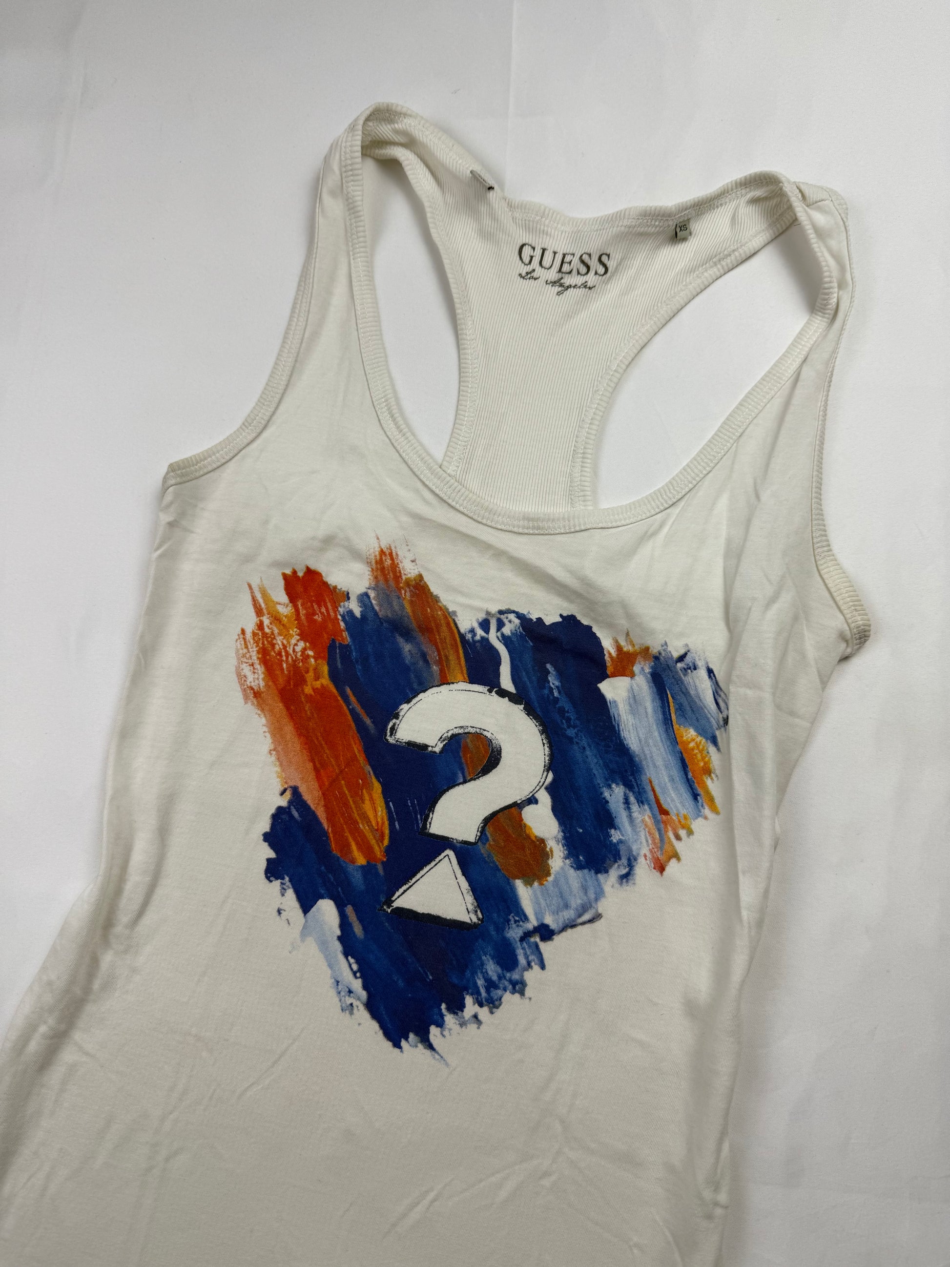 White logo ribbed cotton tank top (XS/S)