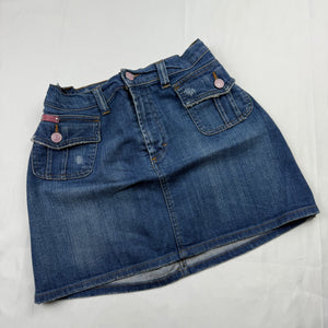 Navy blue denim low rise mini skirt (S)