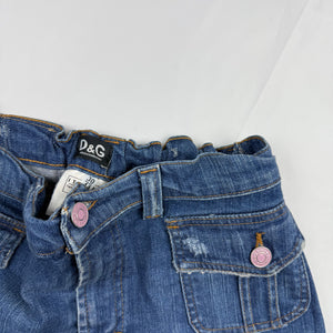 Navy blue denim low rise mini skirt (S)