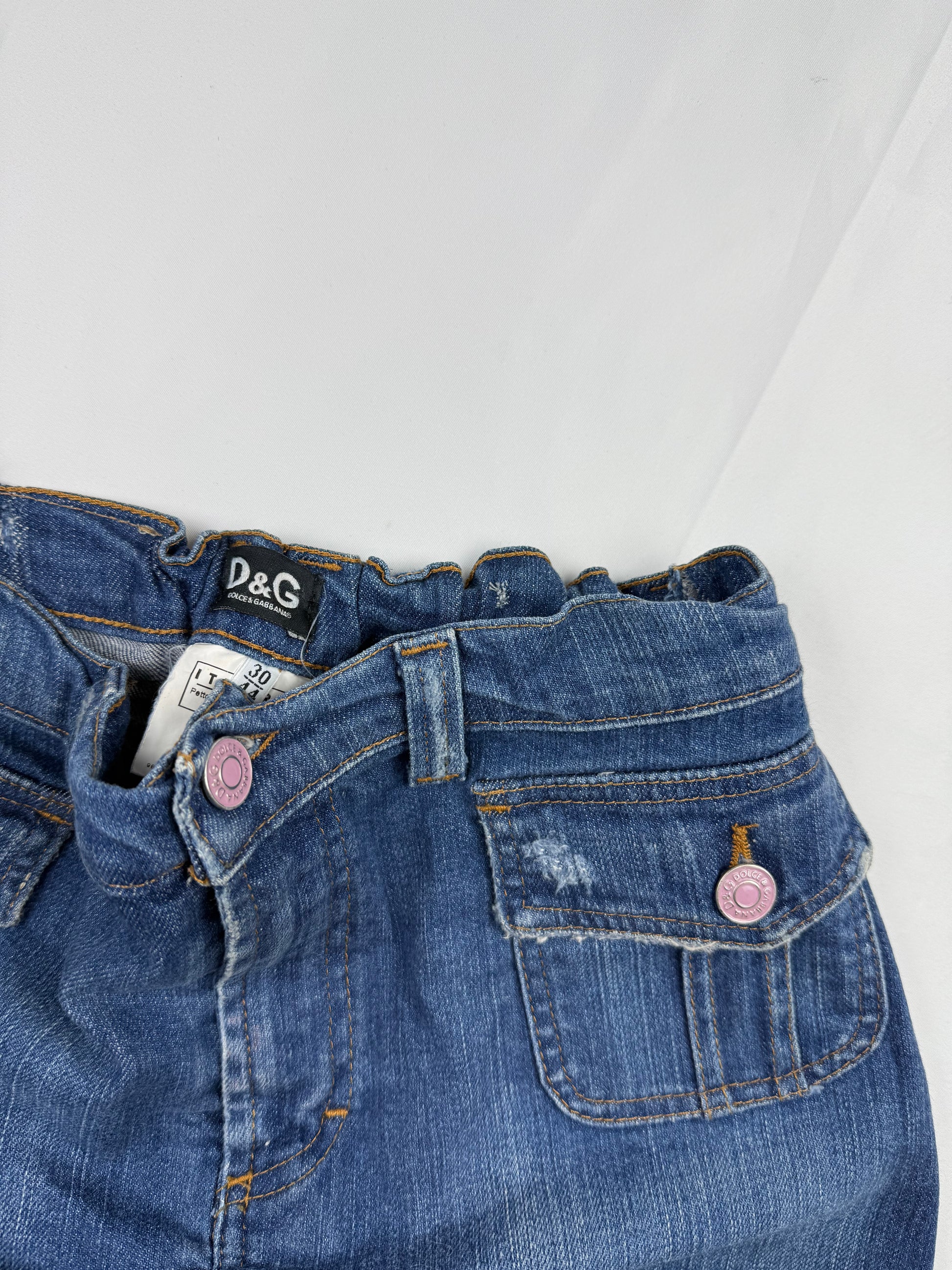 Navy blue denim low rise mini skirt (S)