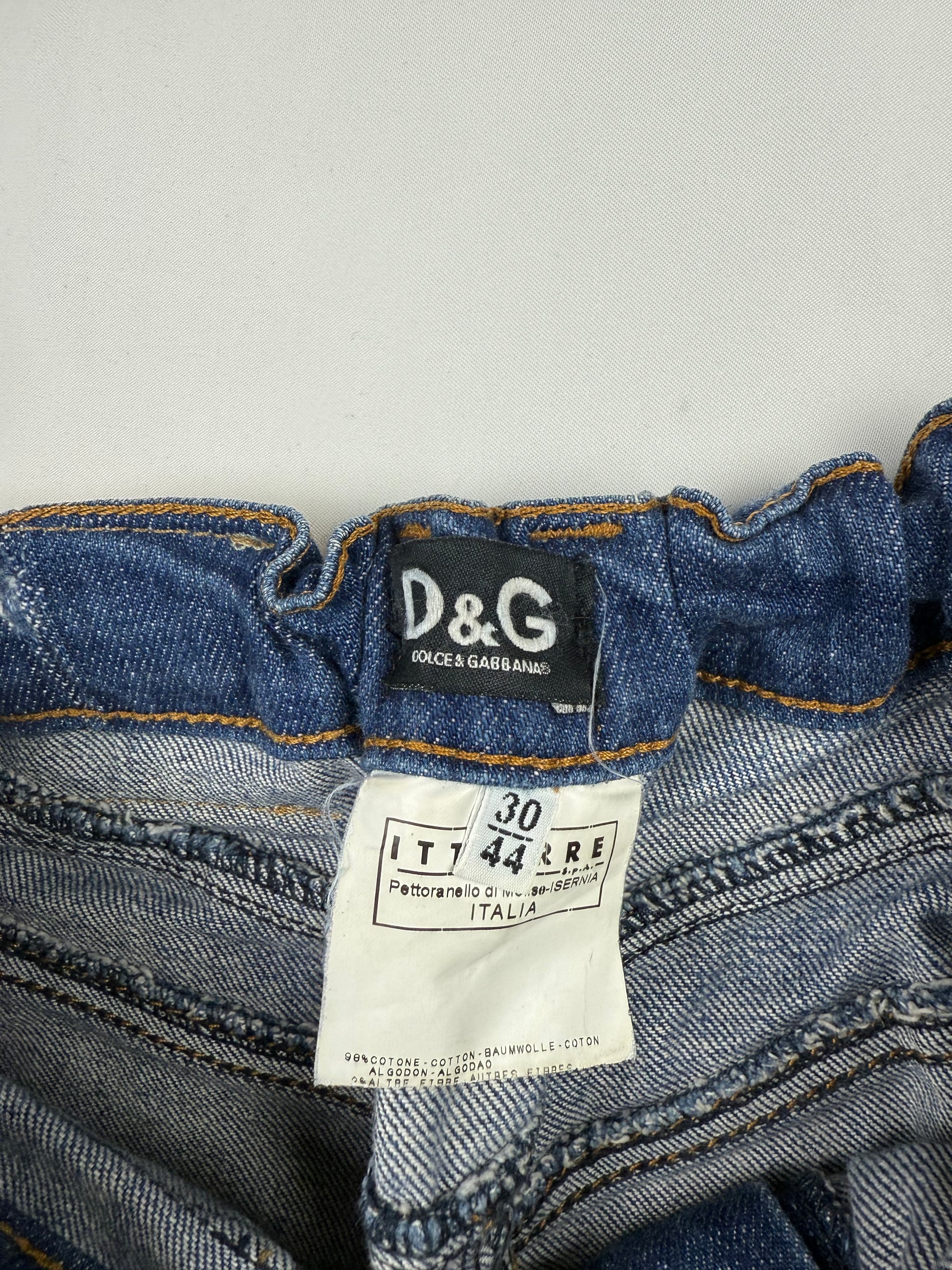 Navy blue denim low rise mini skirt (S)