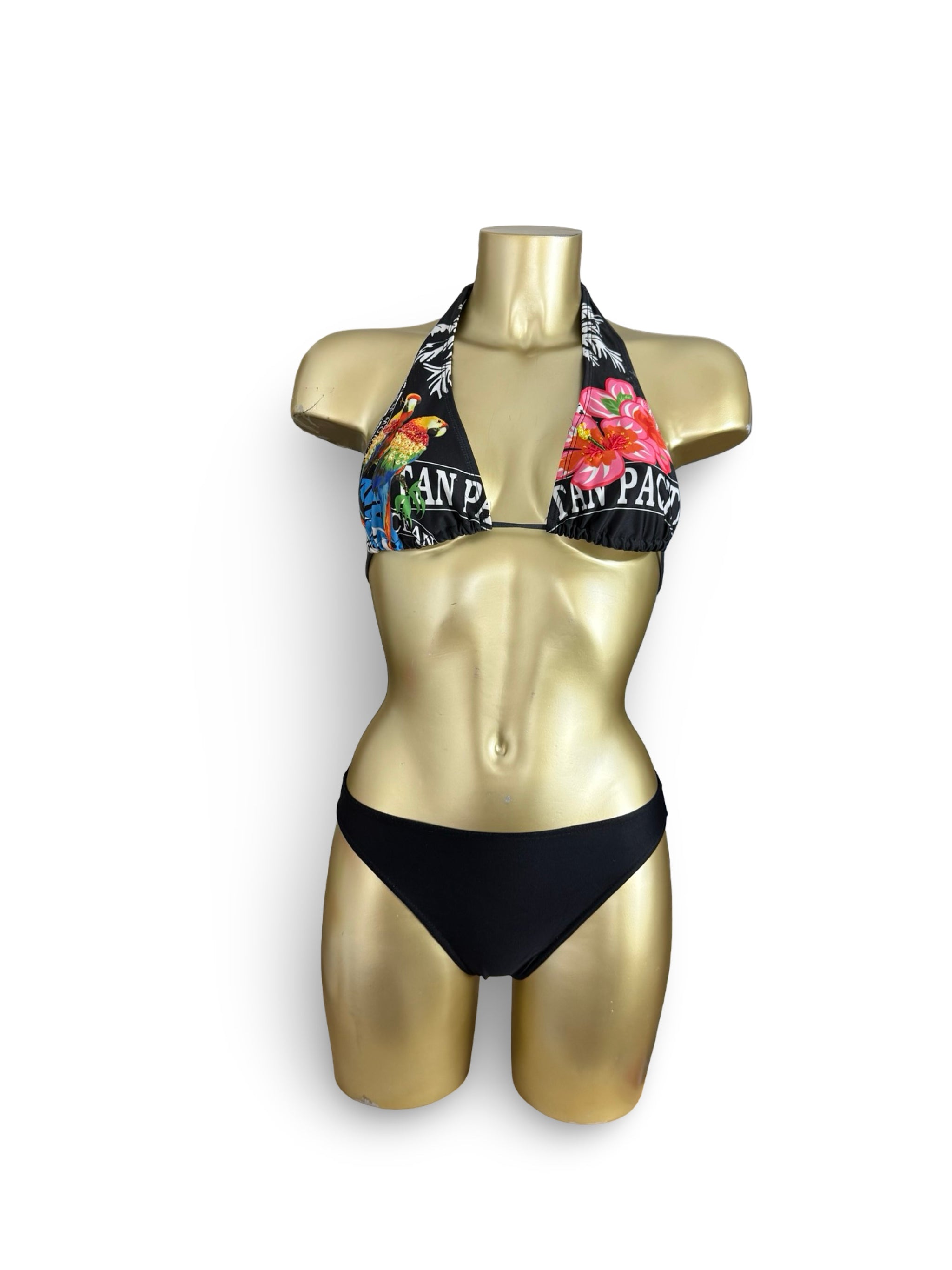 Black graphic bikini set (M)