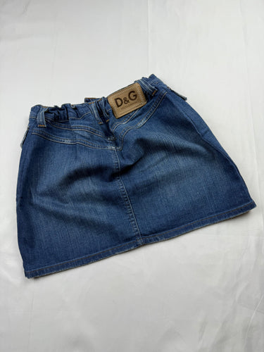 Navy blue denim low rise mini skirt (S)