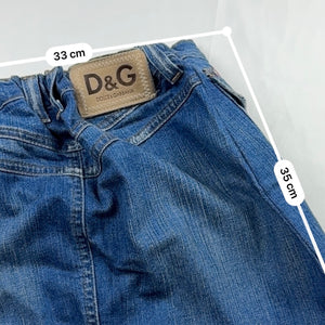 Navy blue denim low rise mini skirt (S)