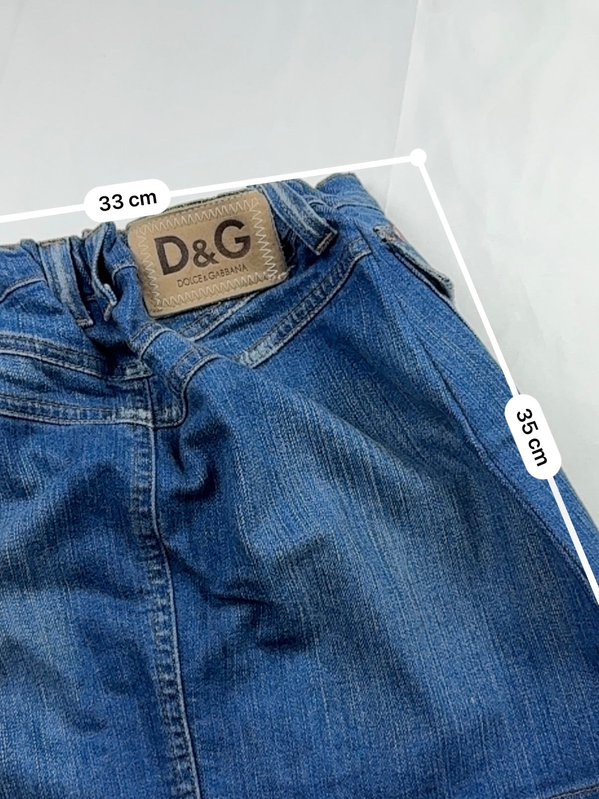 Navy blue denim low rise mini skirt (S)