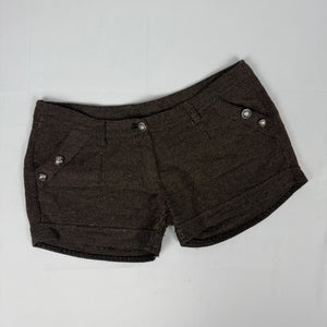 Brown wool low rise mini short (L)