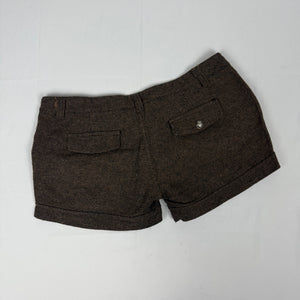 Brown wool low rise mini short (L)