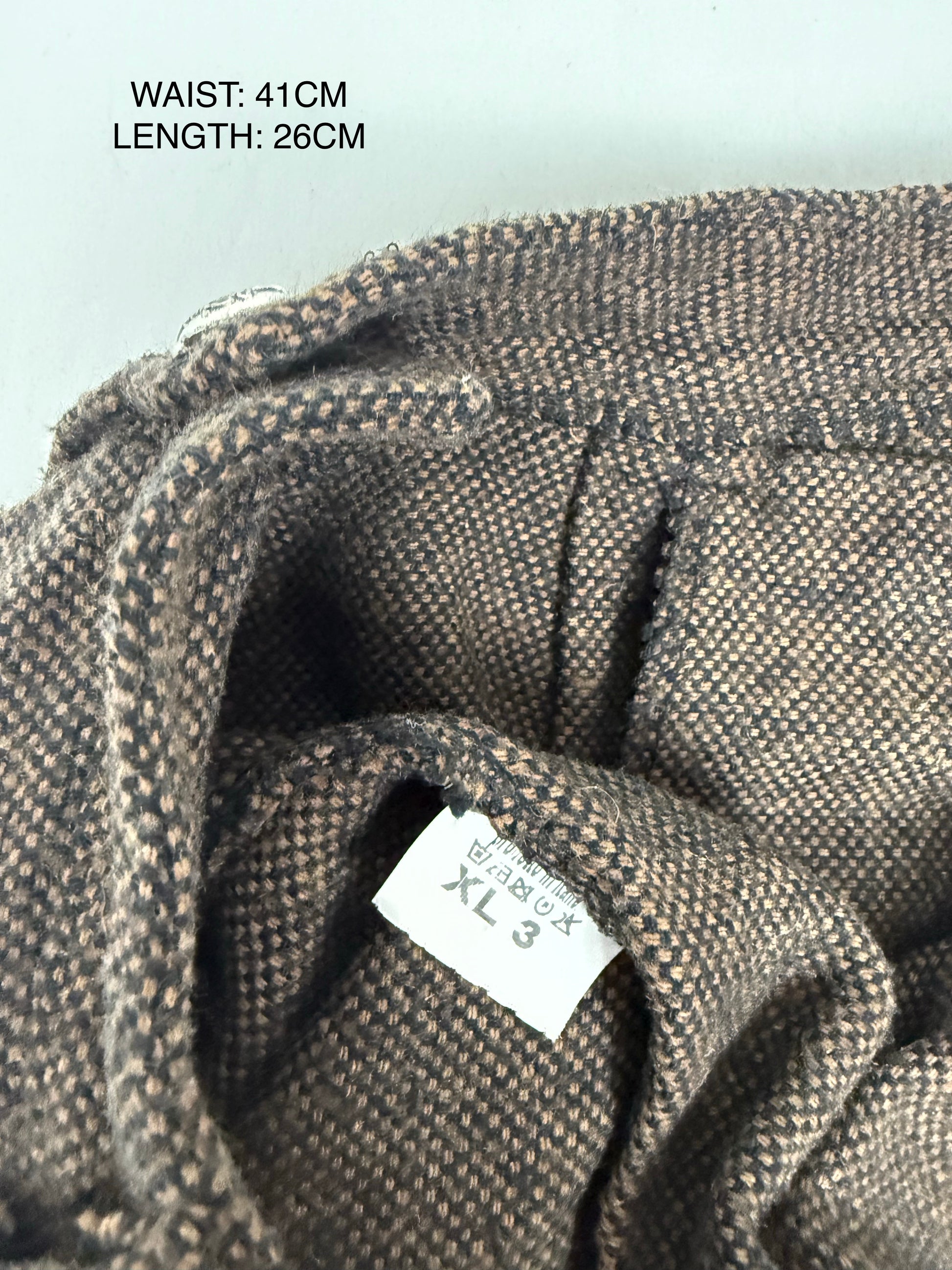 Brown wool low rise mini short (L)