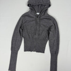 Grey tight fit crop hooded jumper (XS)