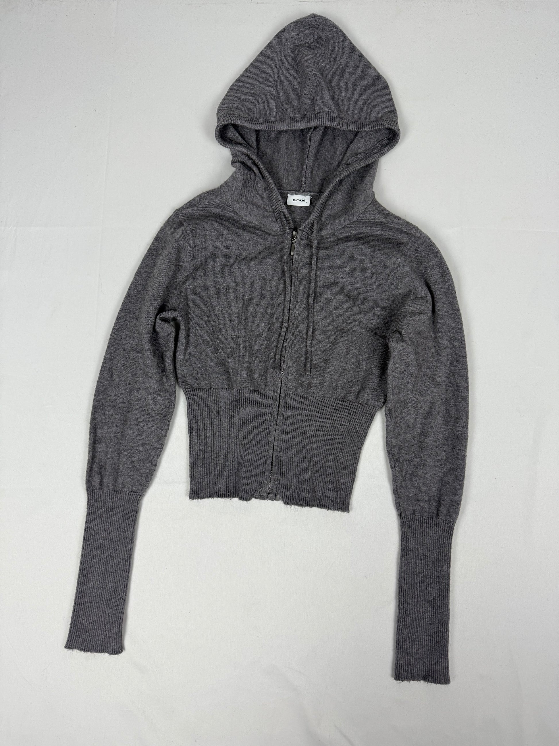 Grey tight fit crop hooded jumper (XS)