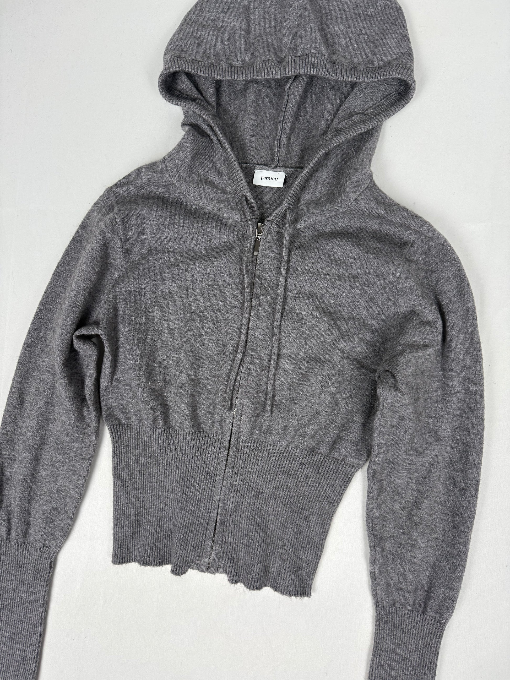 Grey tight fit crop hooded jumper (XS)