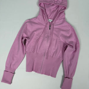 Pink tight fit crop hooded jumper (XS)