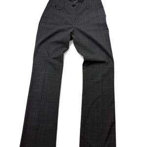 Grey check print office low waist flare / bootcut baggy pants (S)