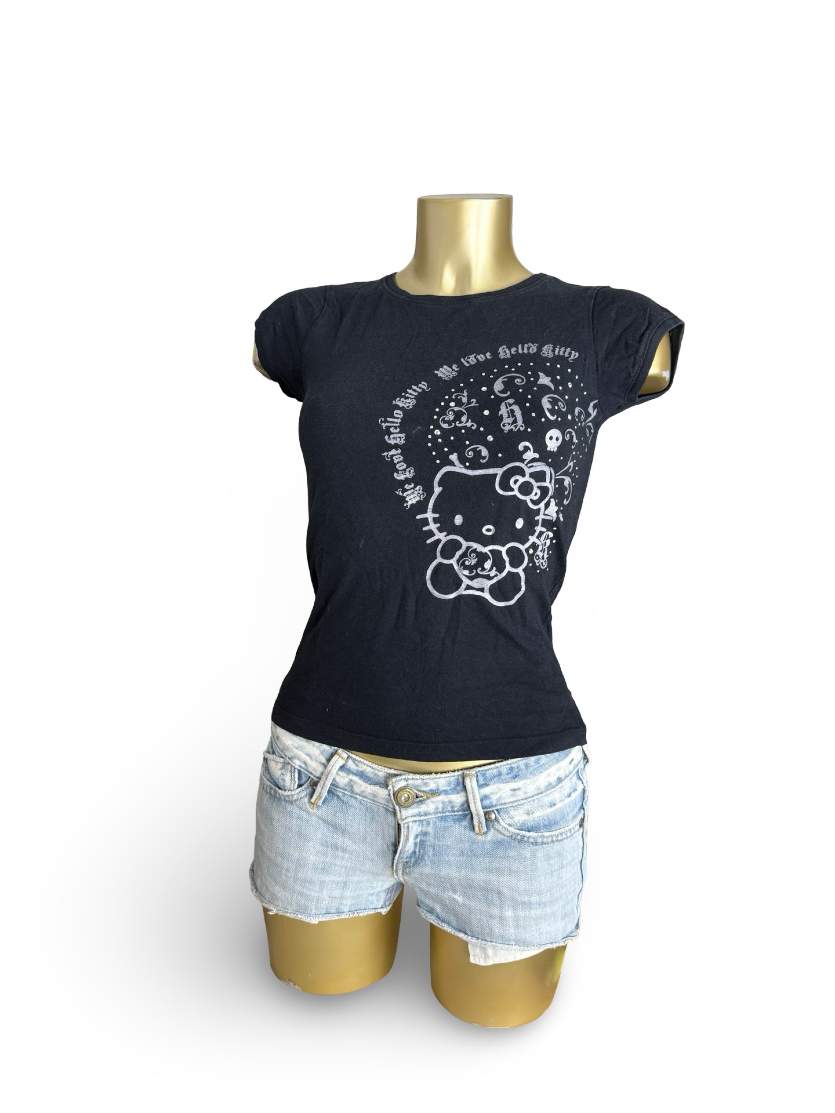 Black graphic cotton tee (XS)