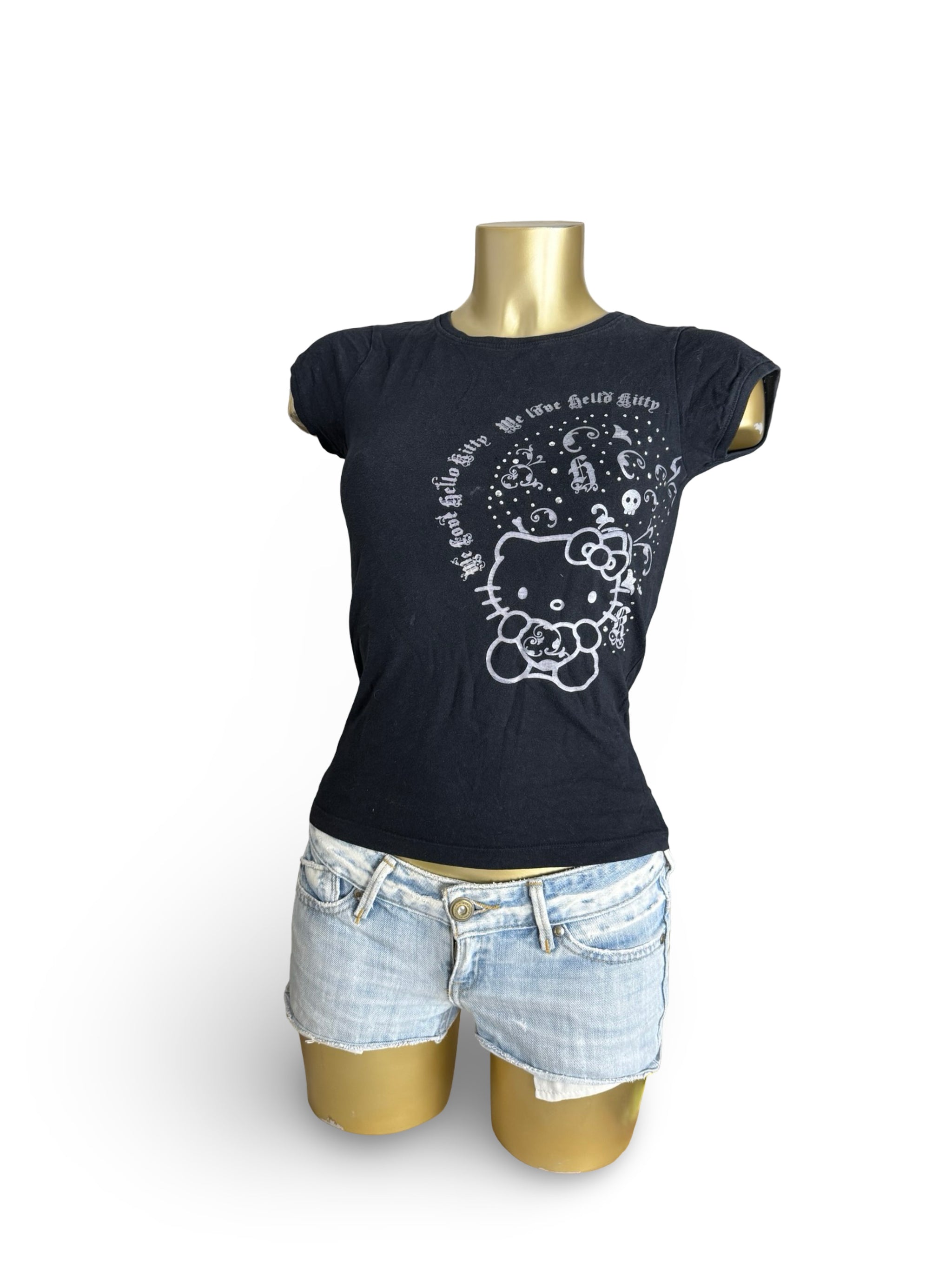 Black graphic cotton tee (XS)