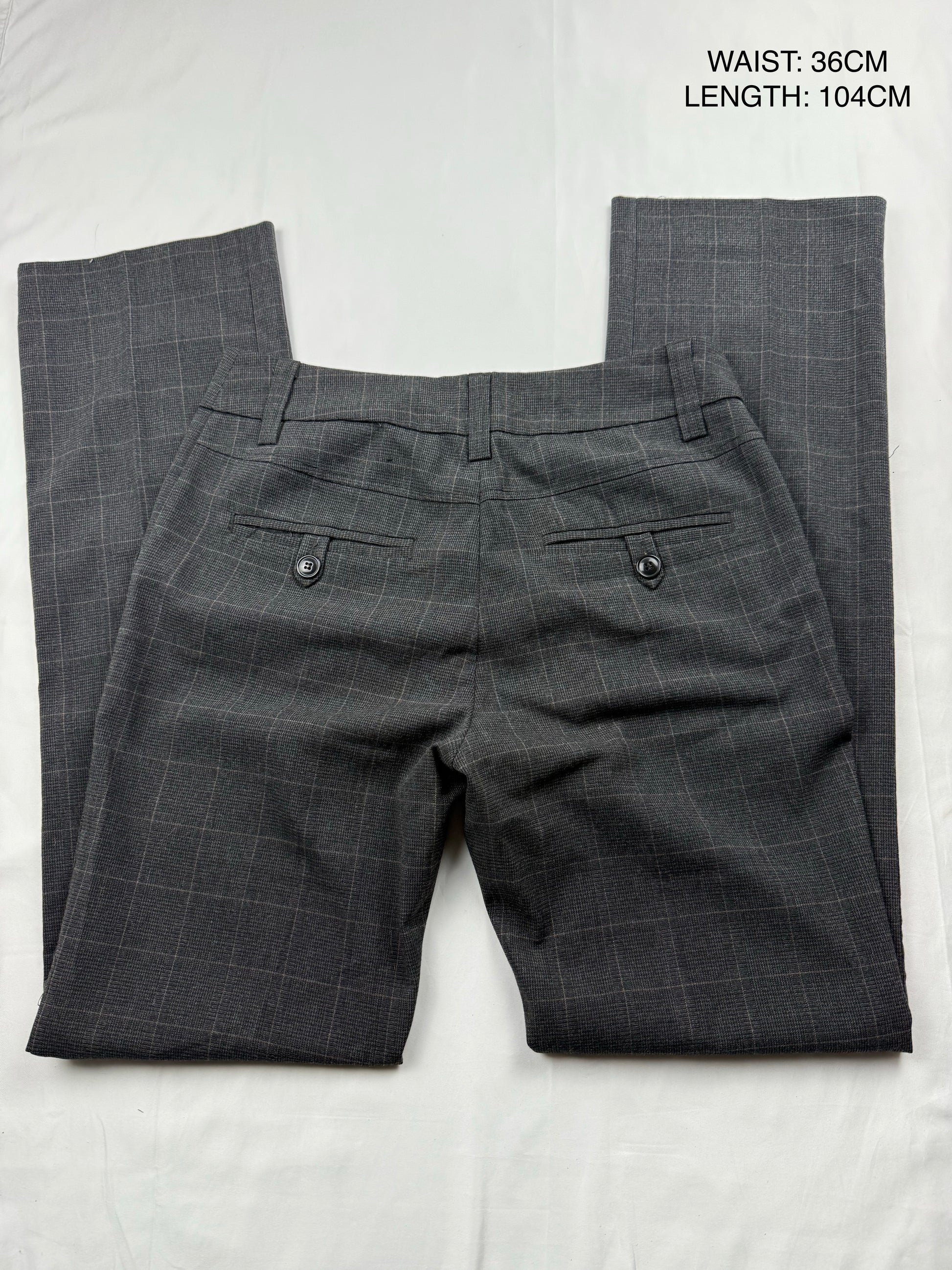 Grey check print office low waist flare / bootcut baggy pants (S)