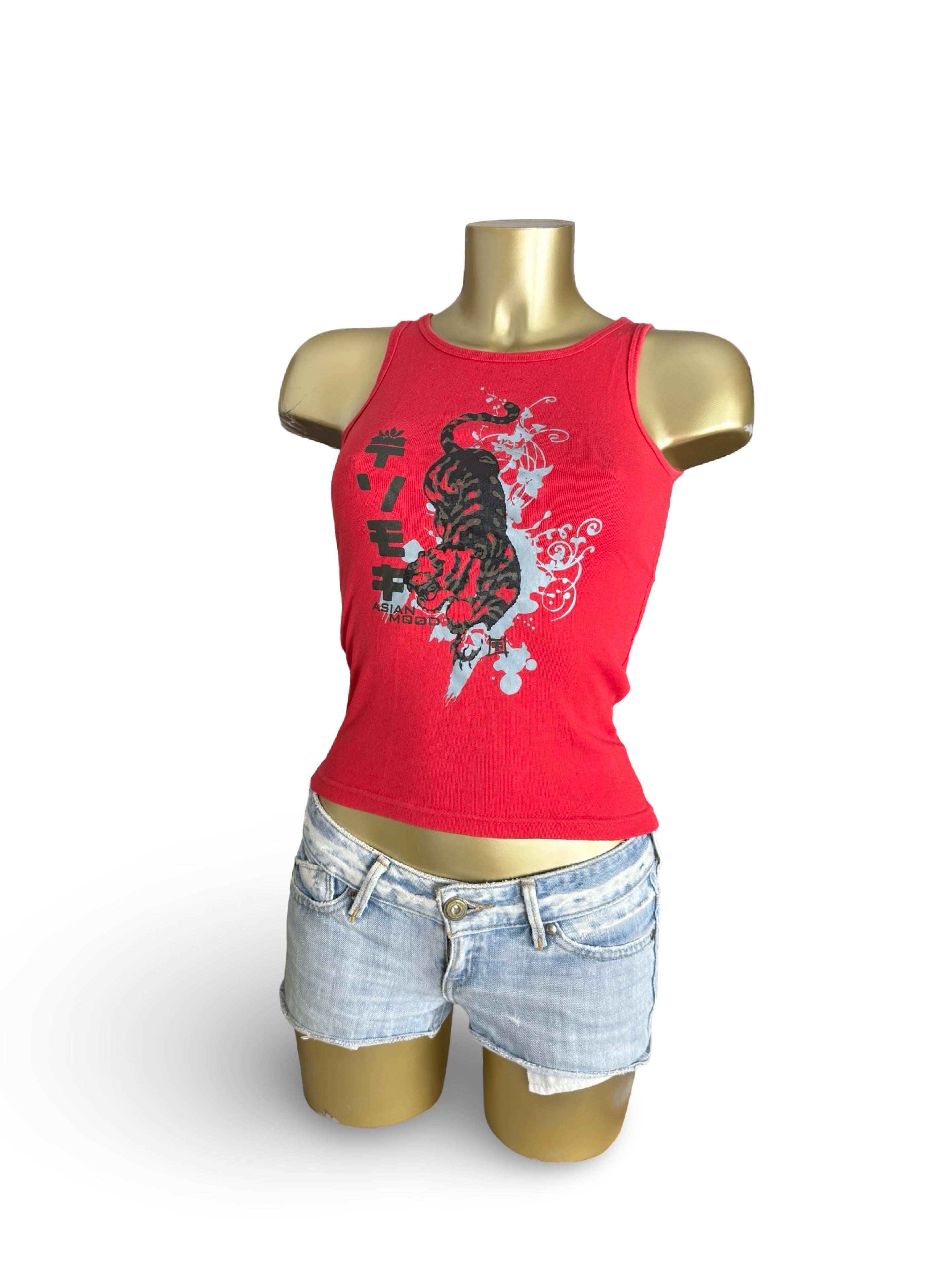 Red graphic top (S)