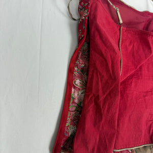 Red graphic lace up corset top (M/L)