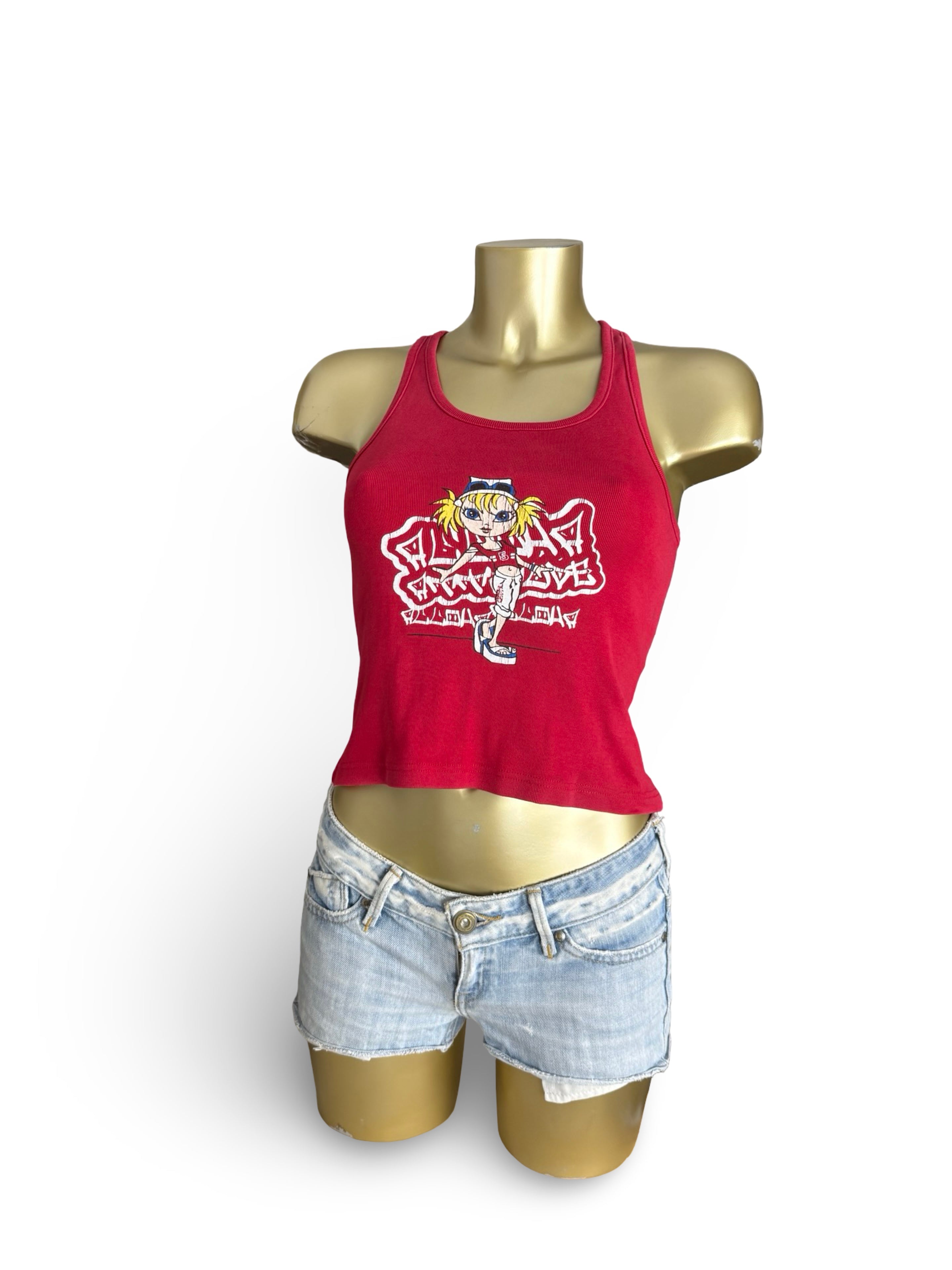 Red graphic tank top (S)
