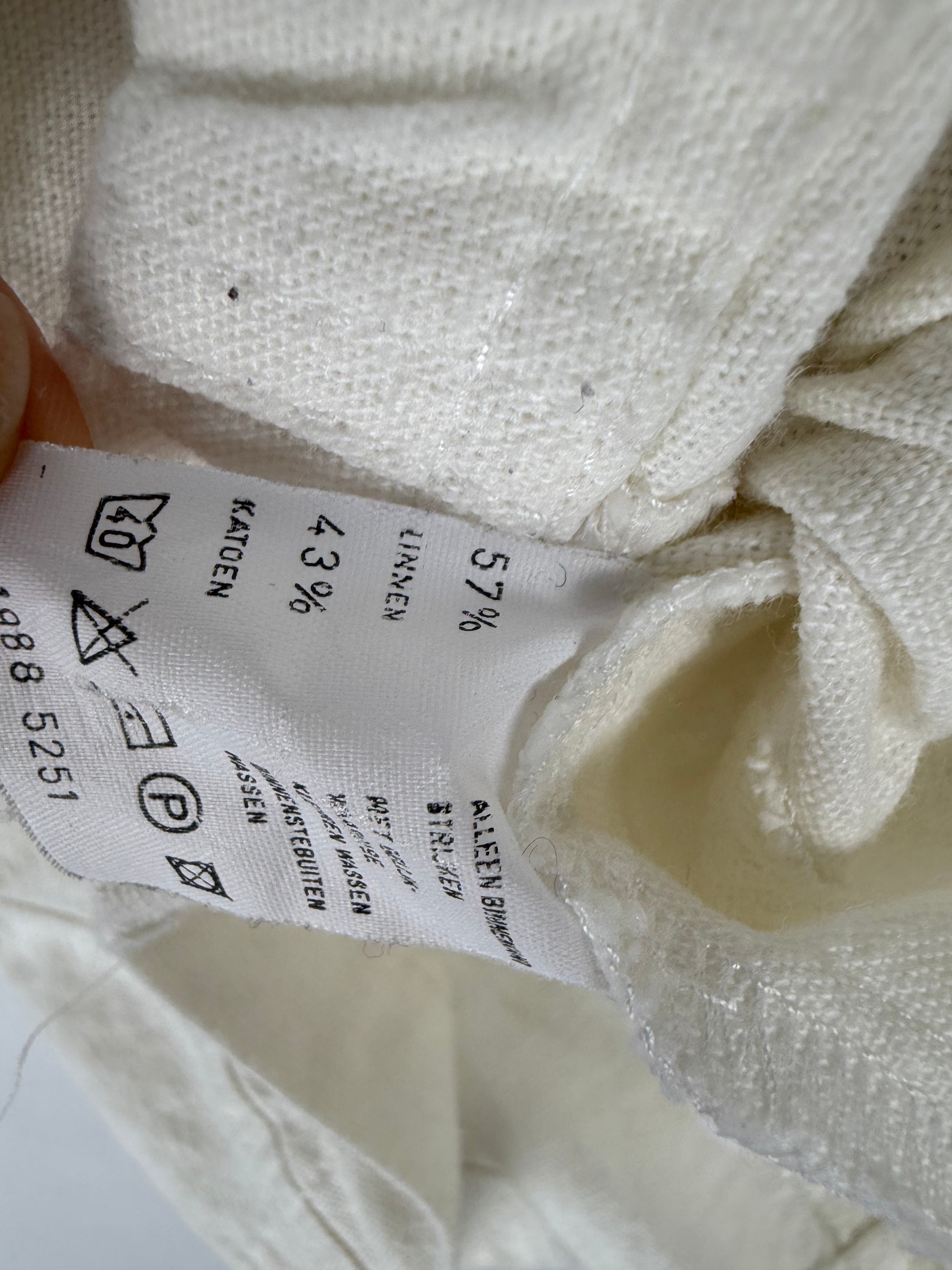 Veste de bureau cintrée à fermeture éclair en lin blanc (S)