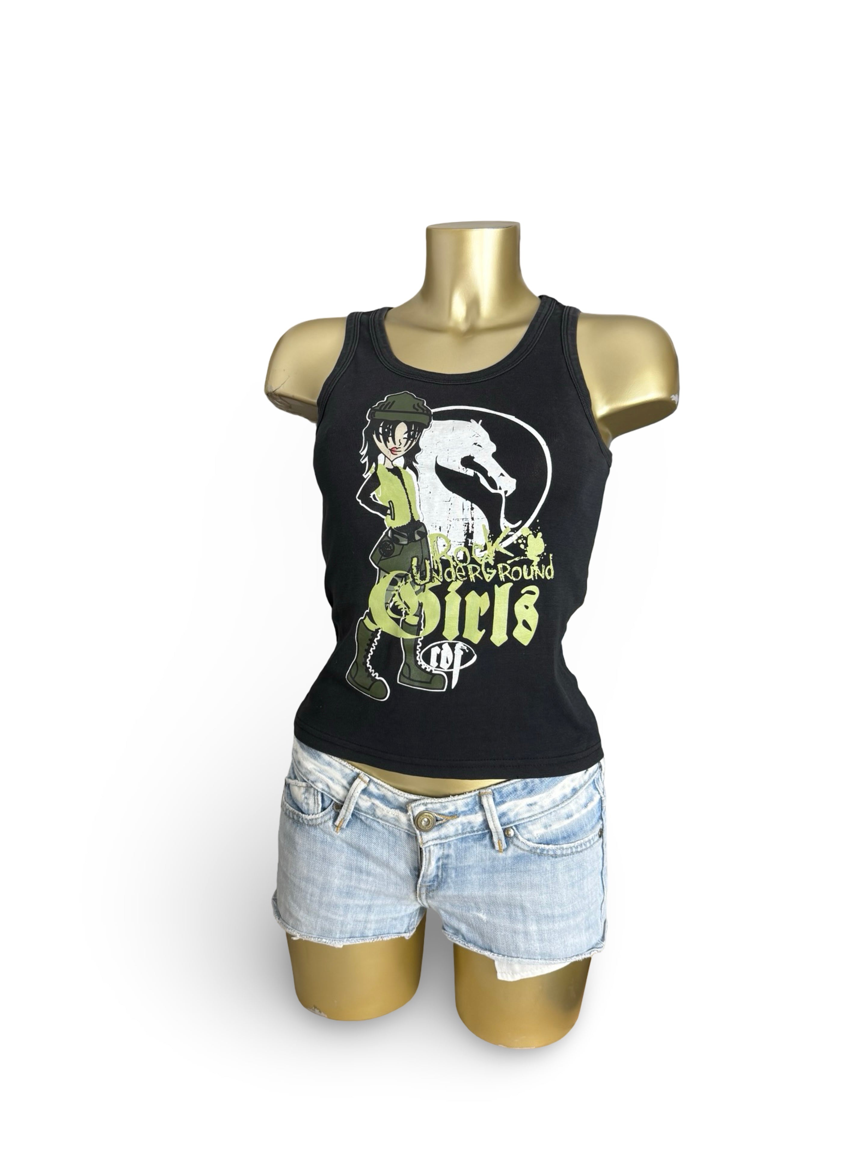 Black graphic tank top (S)