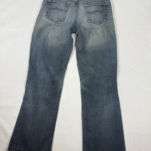 Blue low rise flared pants (S)