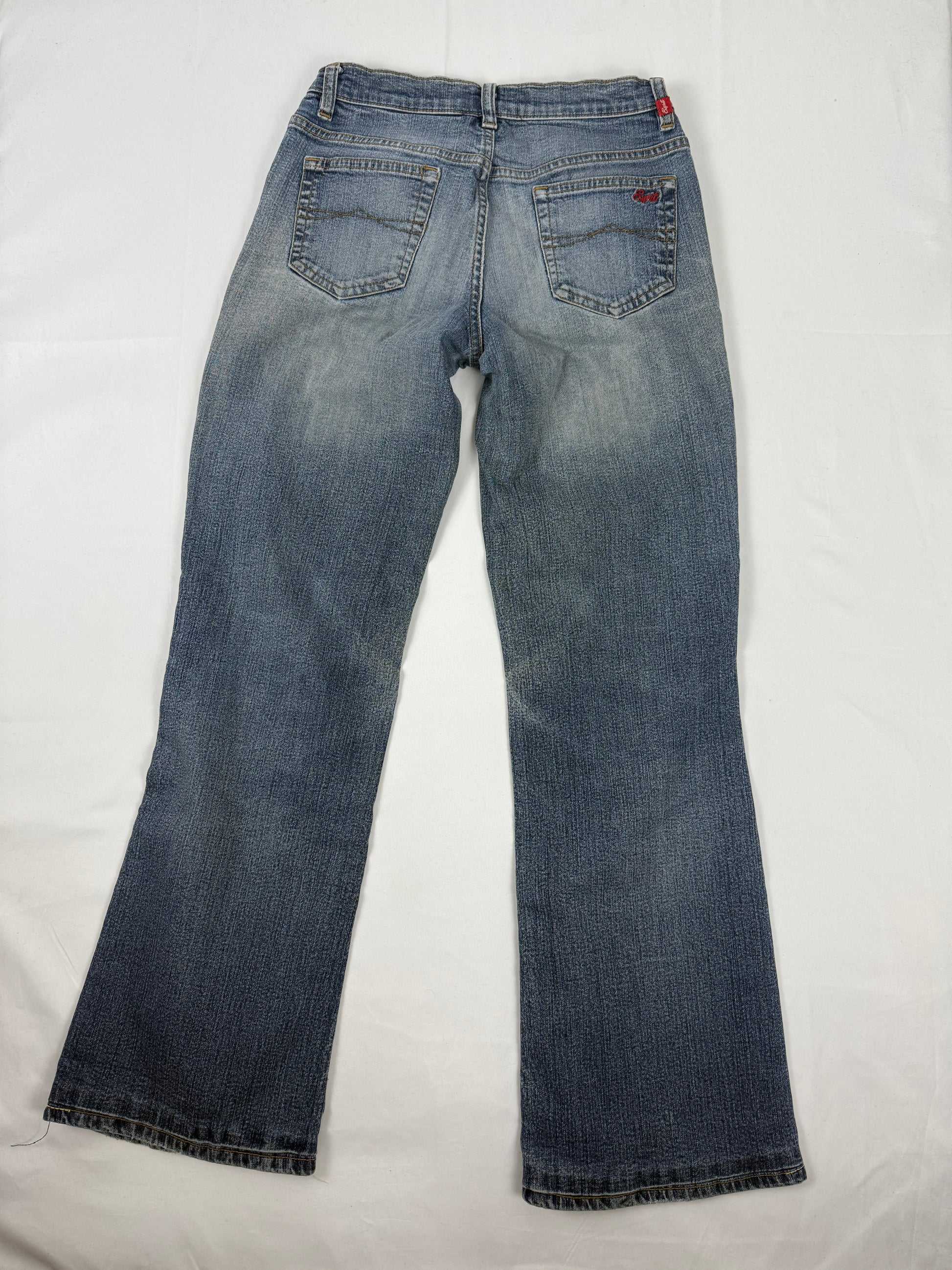 Blue low rise flared pants (S)