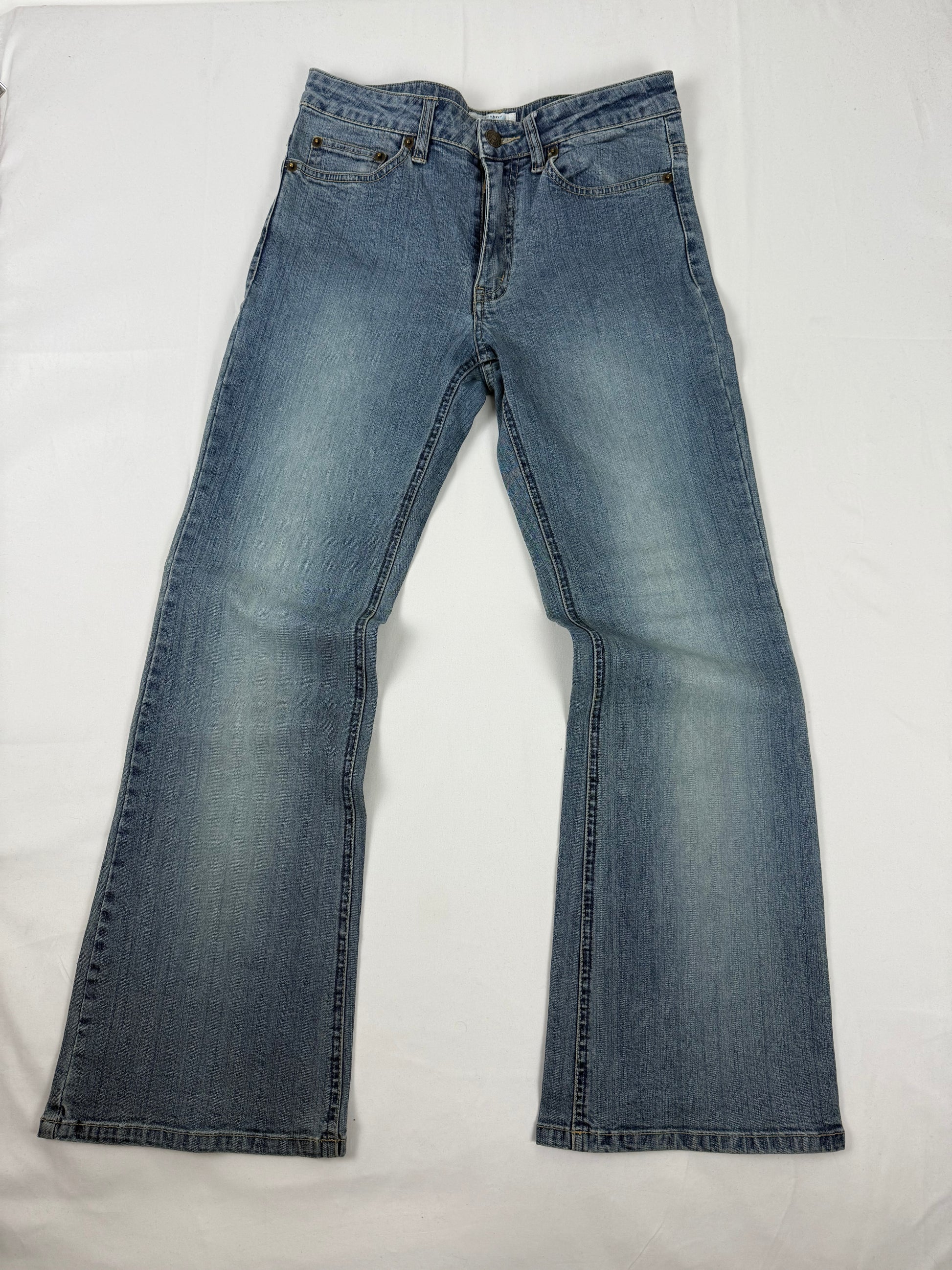 Blue denim low rise flared pants (S/M)