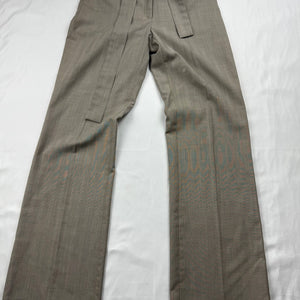 Beige low rise flared office pants with belt (XS)