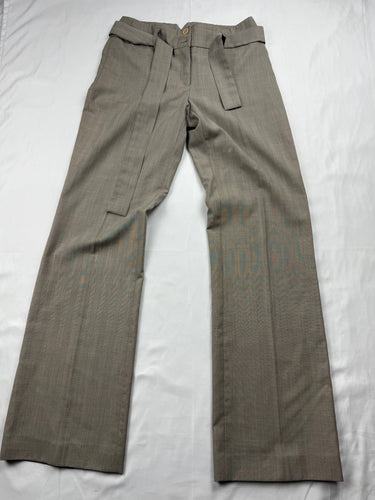 Beige low rise flared office pants with belt (XS)