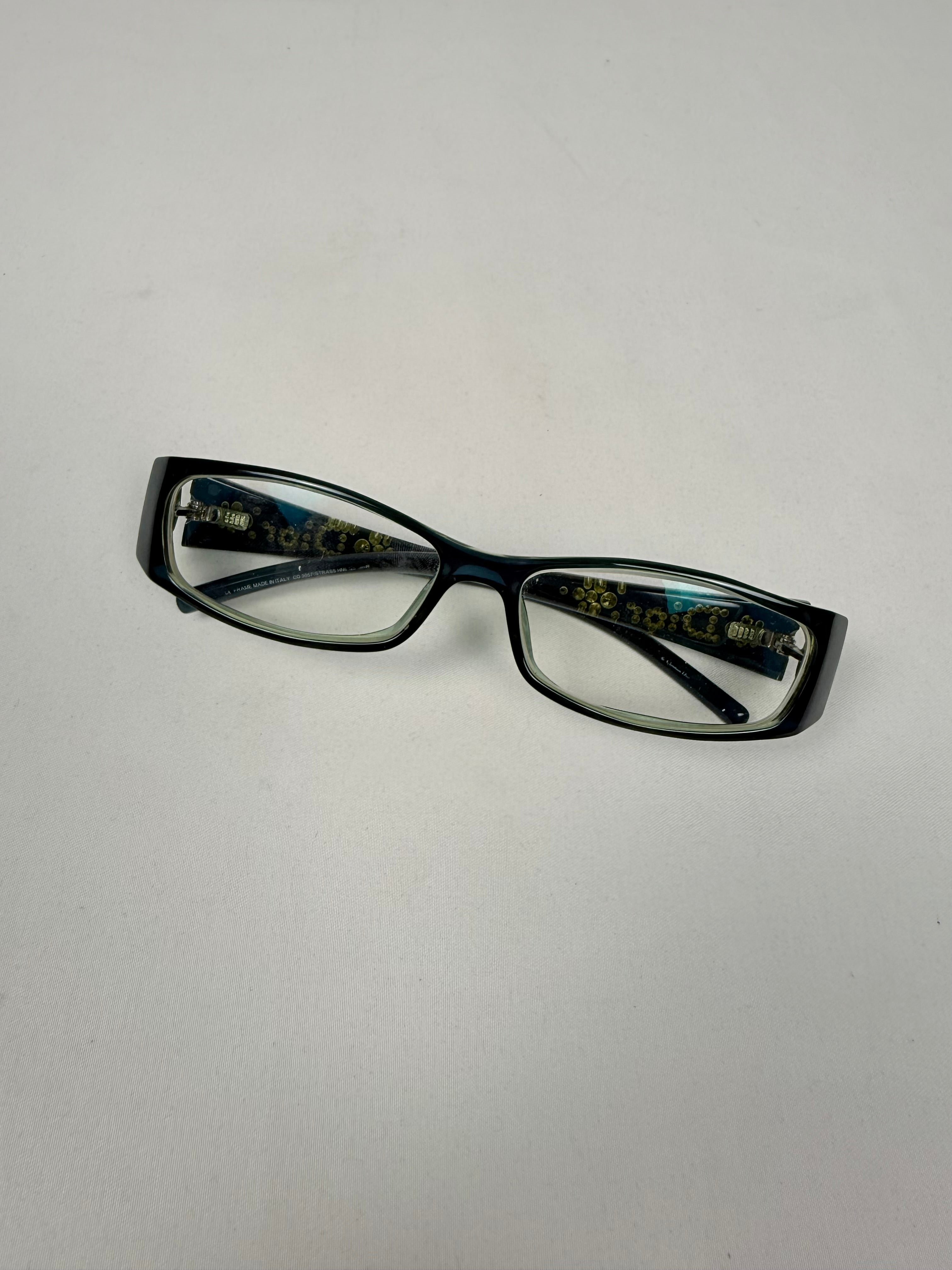 Black rhinestones office glasses (with prescription)