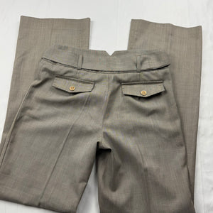 Beige low rise flared office pants with belt (XS)