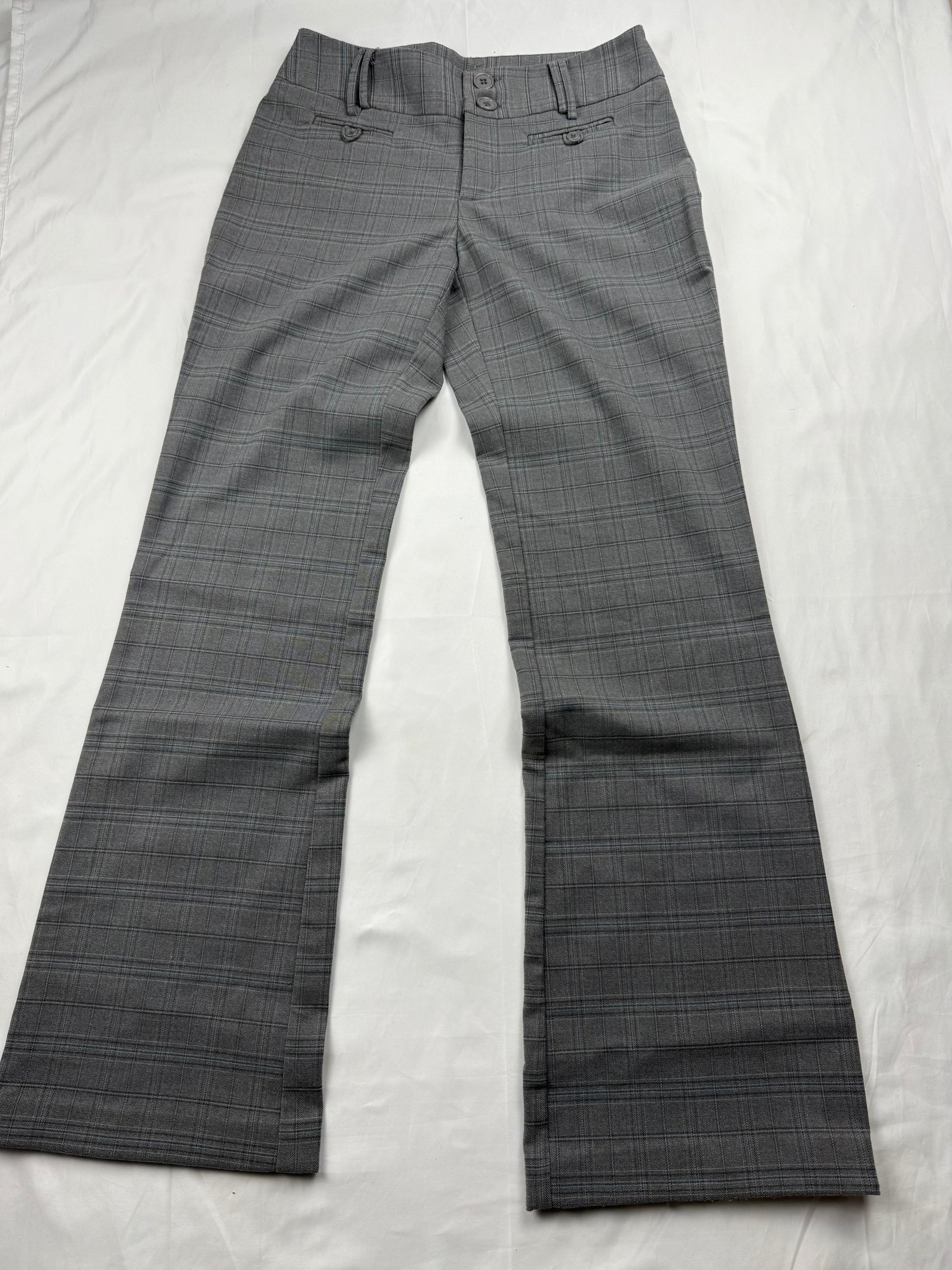 Grey check print low waist office flare pants (S/M)
