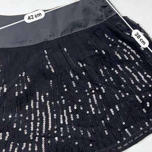 Black low rise sequins pleated mini skirt (XL)