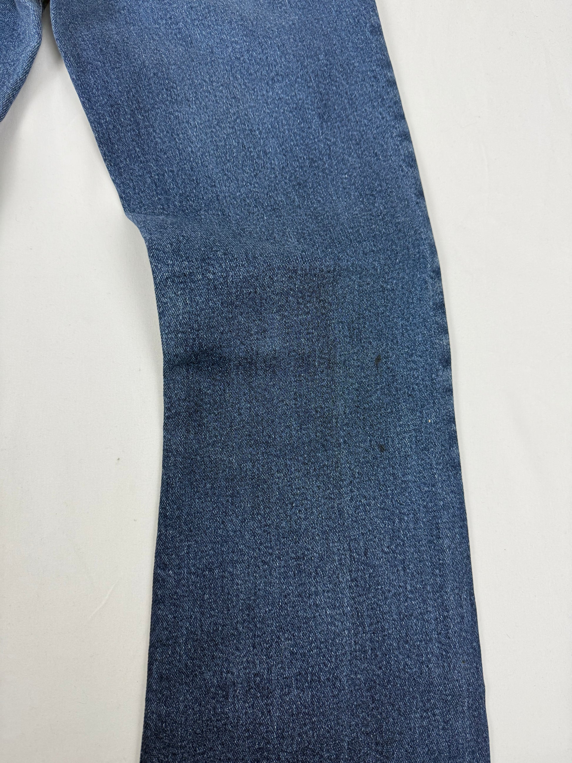 Blue denim mid rise flared pants (S)