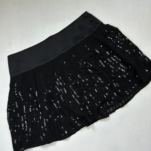 Black low rise sequins pleated mini skirt (XL)