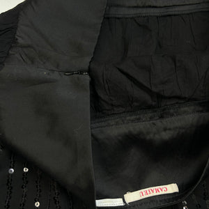 Black low rise sequins pleated mini skirt (XL)