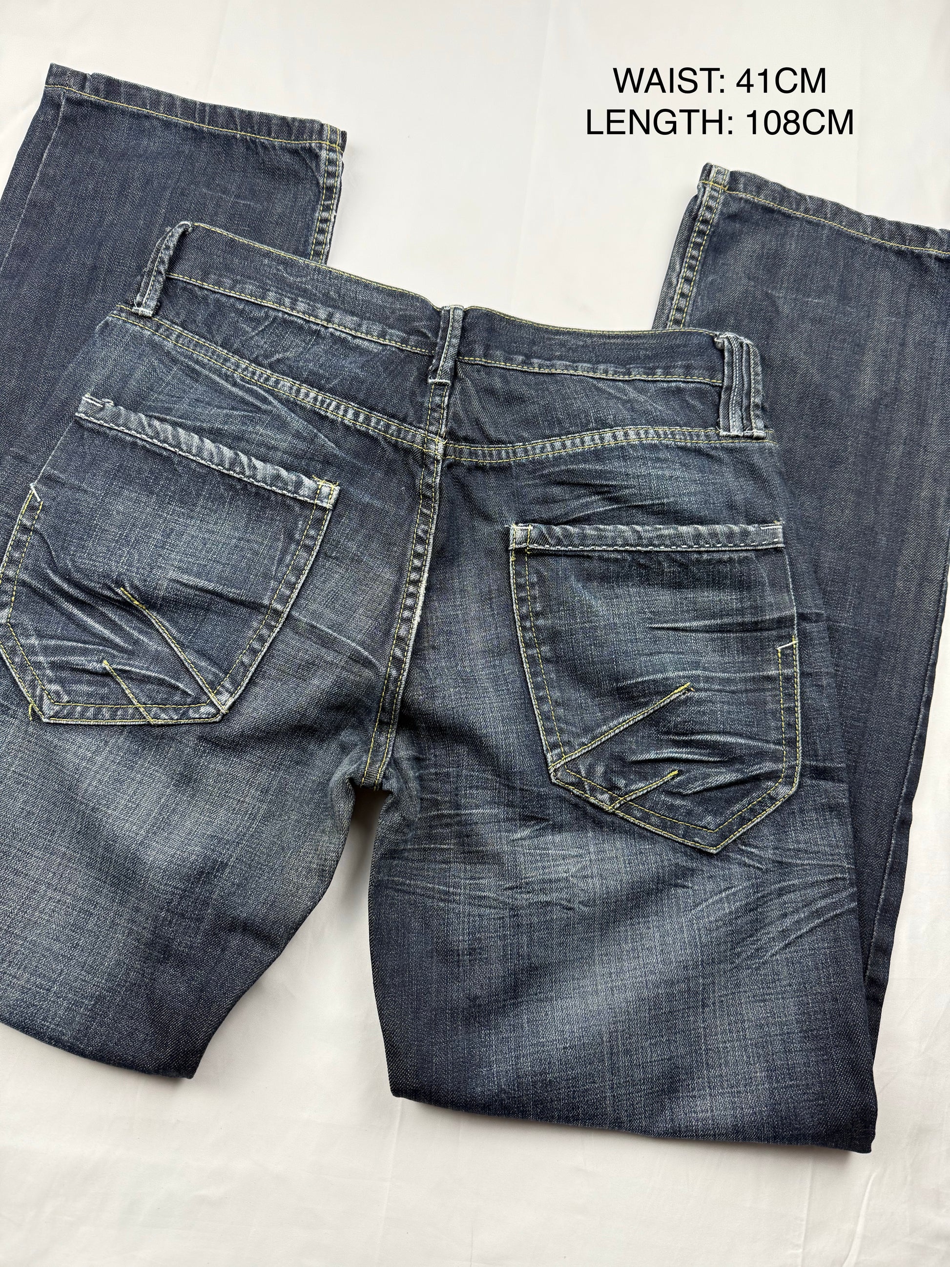 Navy denim low rise baggy pants (M/L)